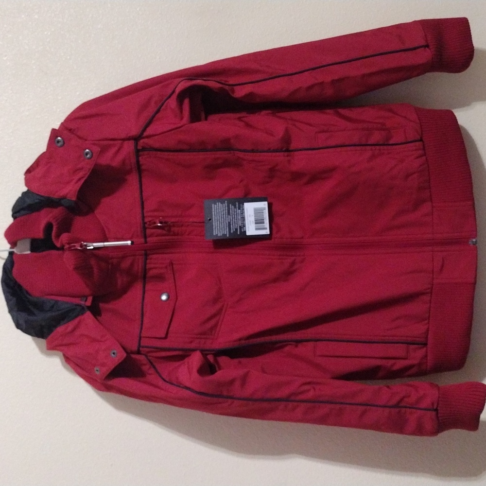 BAUBAX Bomber Jacket Small red Removable Hoodie